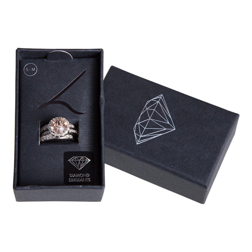 ROUND 3 STACK PEACH CRYSTAL RING SET