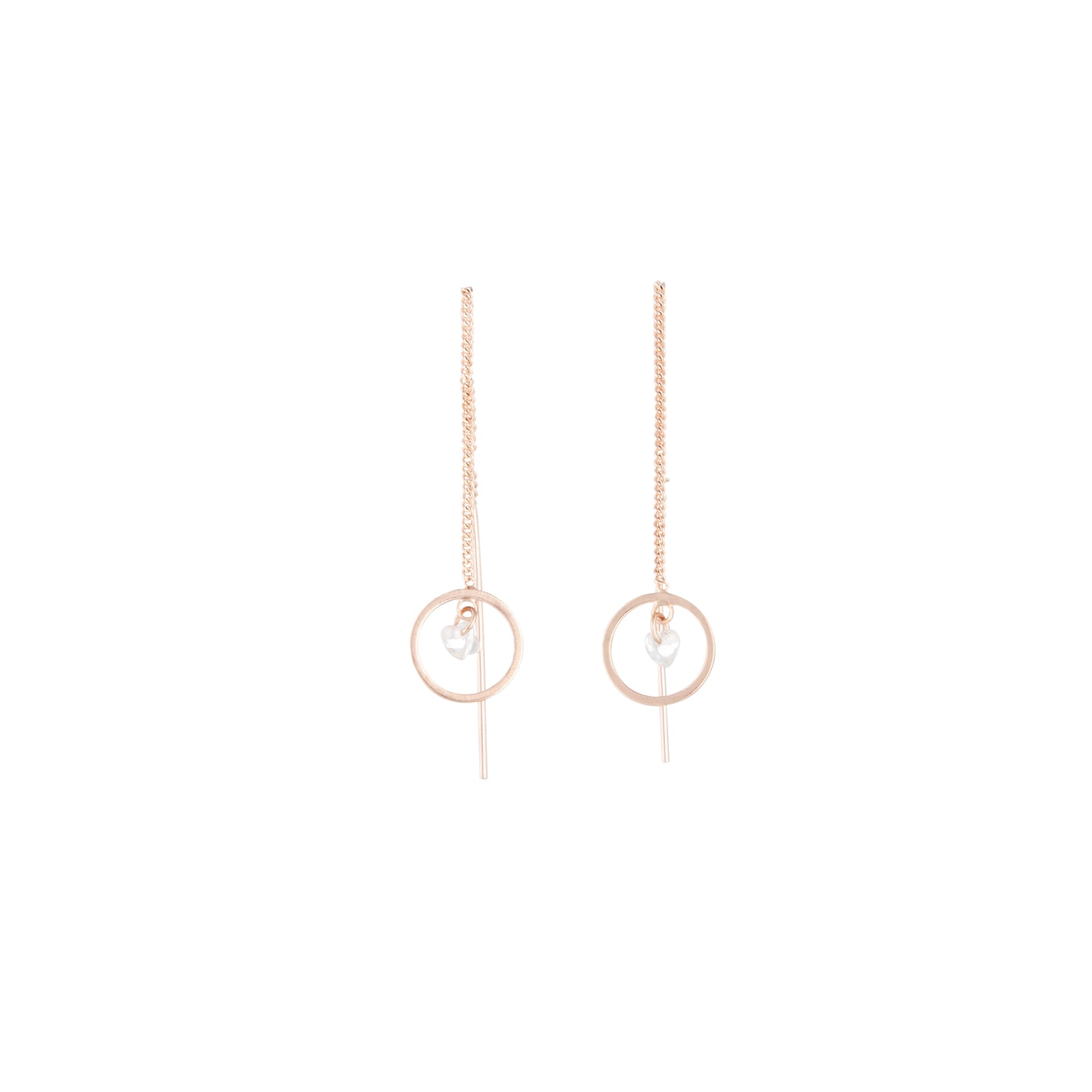 ROSE GOLD CIRCLE AND CRYSTAL THREAD THROUGH EARRING