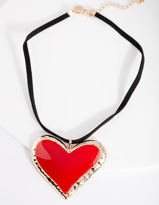 RED SG HEART PNDNT LONG NL