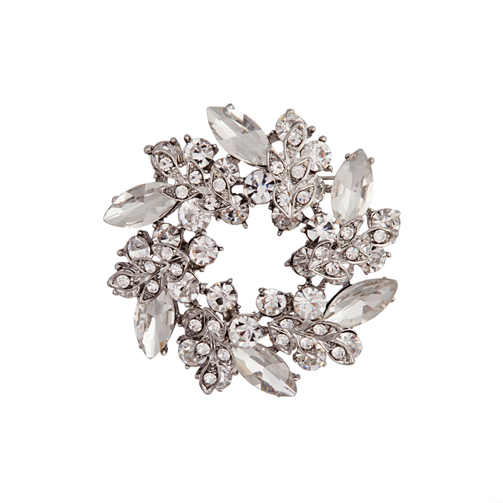 CRYSTAL JEWELLED WREATH BROOCH