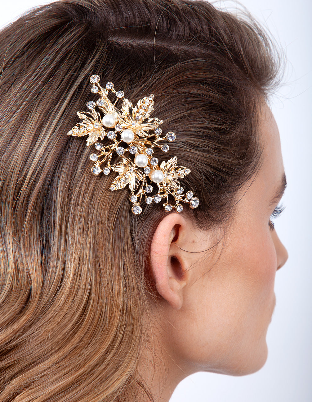 BDBL SG LEAF PRL FLWR BARRETTE