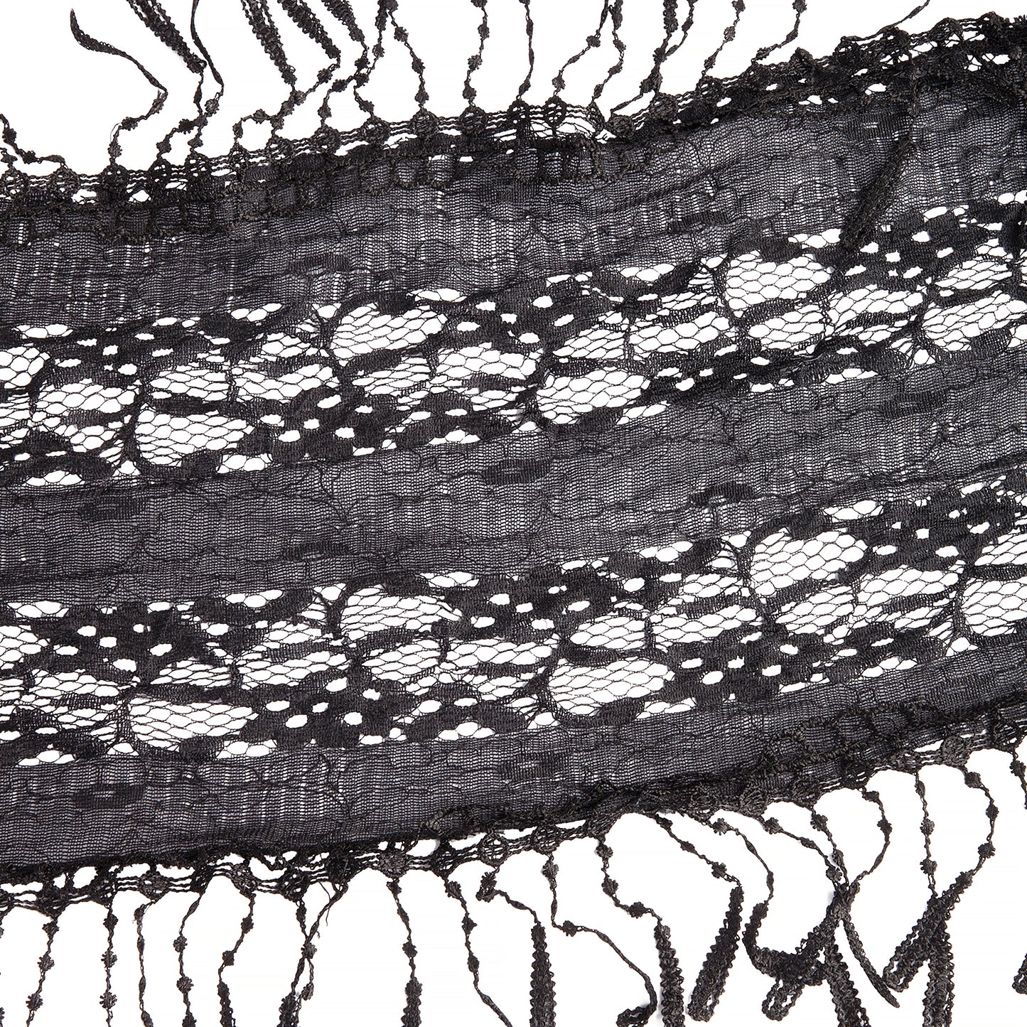 BOB FB BLK LACE TASSEL SCARF