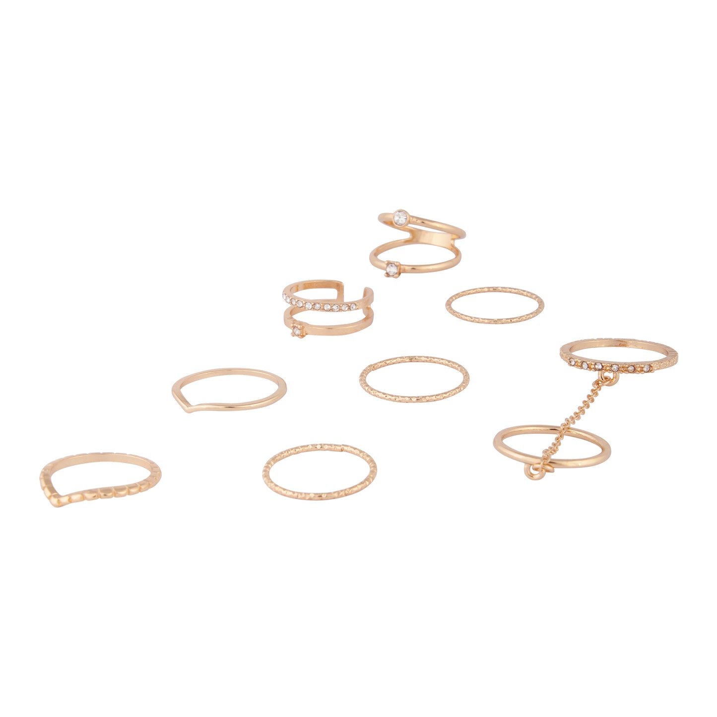 GOLD DIAMANTE CHAIN RING PACK