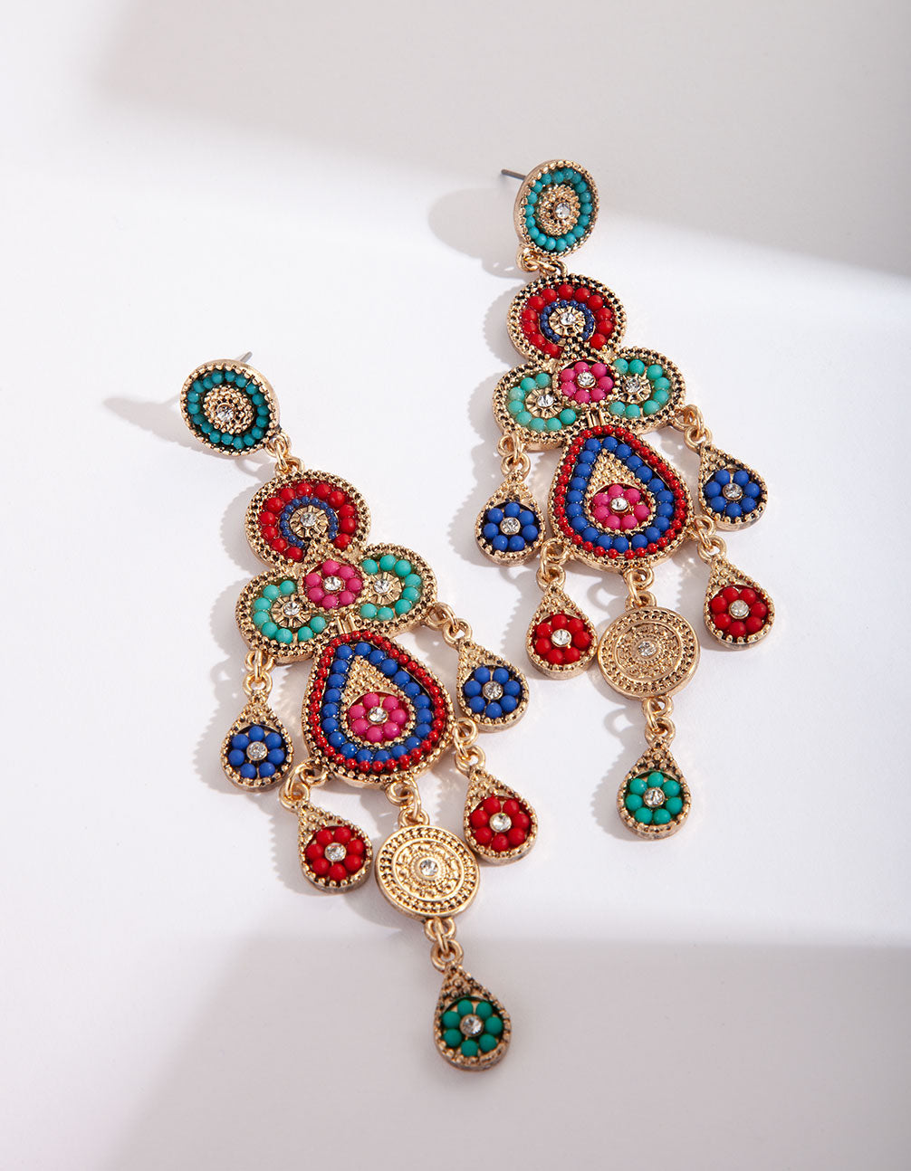 MULTICOLOURED SEED BEED CHANDELIER EARRING