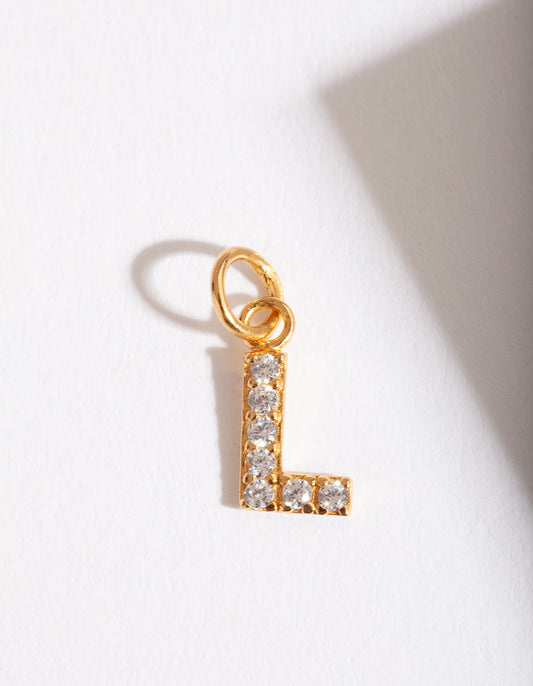 PLTD ST SG CZ LETTER L CHARM