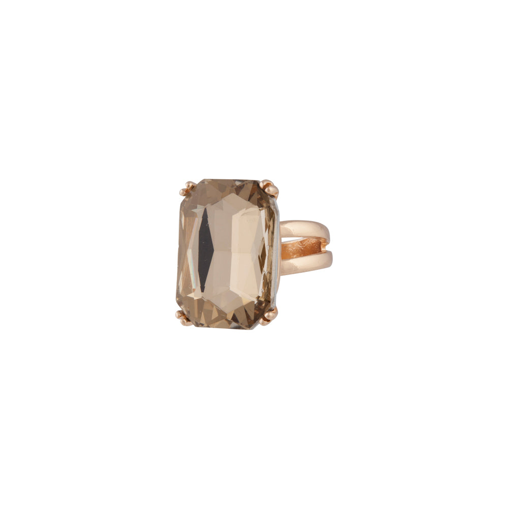 GOLD FACET STONE CUSHION SET RING