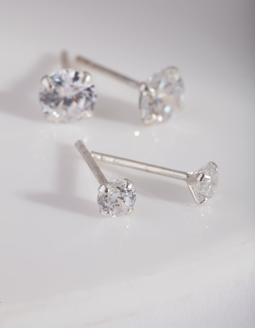 STERLING SILVER 4MM&6MM DIAMANTE 2PK ER