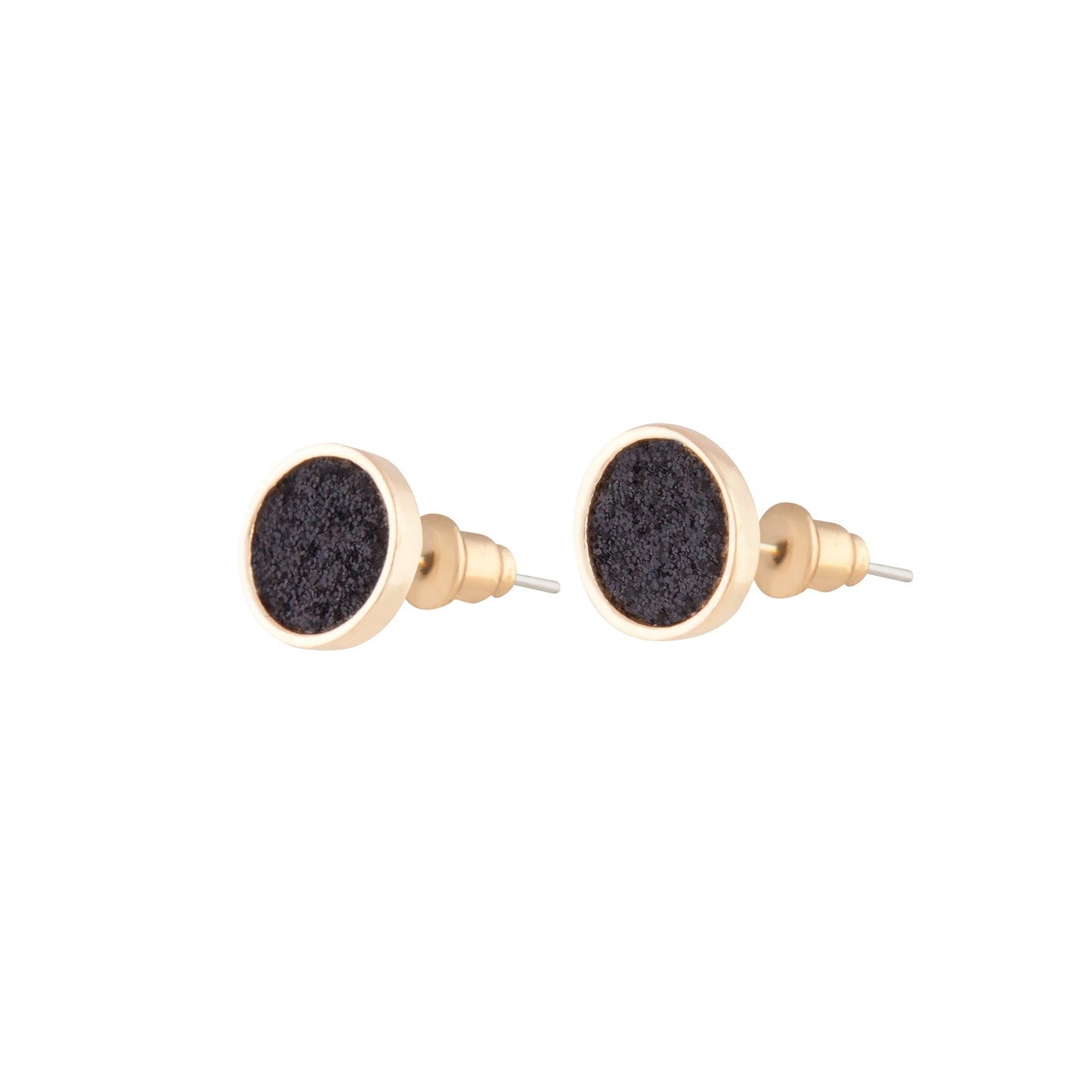 BLACK & GOLD MINI ROUND GLITTER STUDS