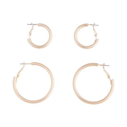 GESS GOLD 2.5CM & 4CM CHUNKY HOOP 2PACK