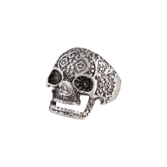 ANTIQUE SILVER DETAILED SKULL