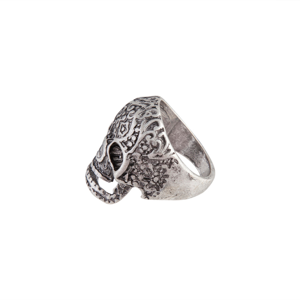 ANTIQUE SILVER DETAILED SKULL