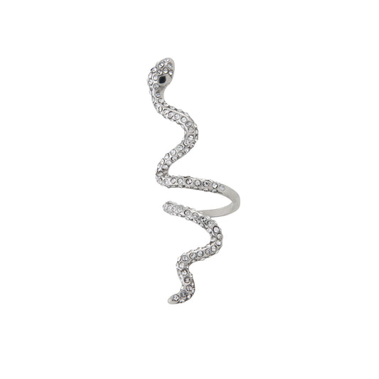 SILVER DIAMANTE ELONGATED SNAKE RING