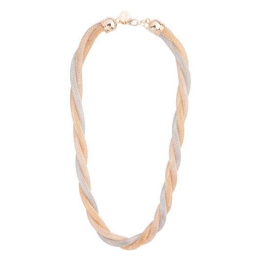 MIXED METAL MESH TWIST COLLAR NECKLACE