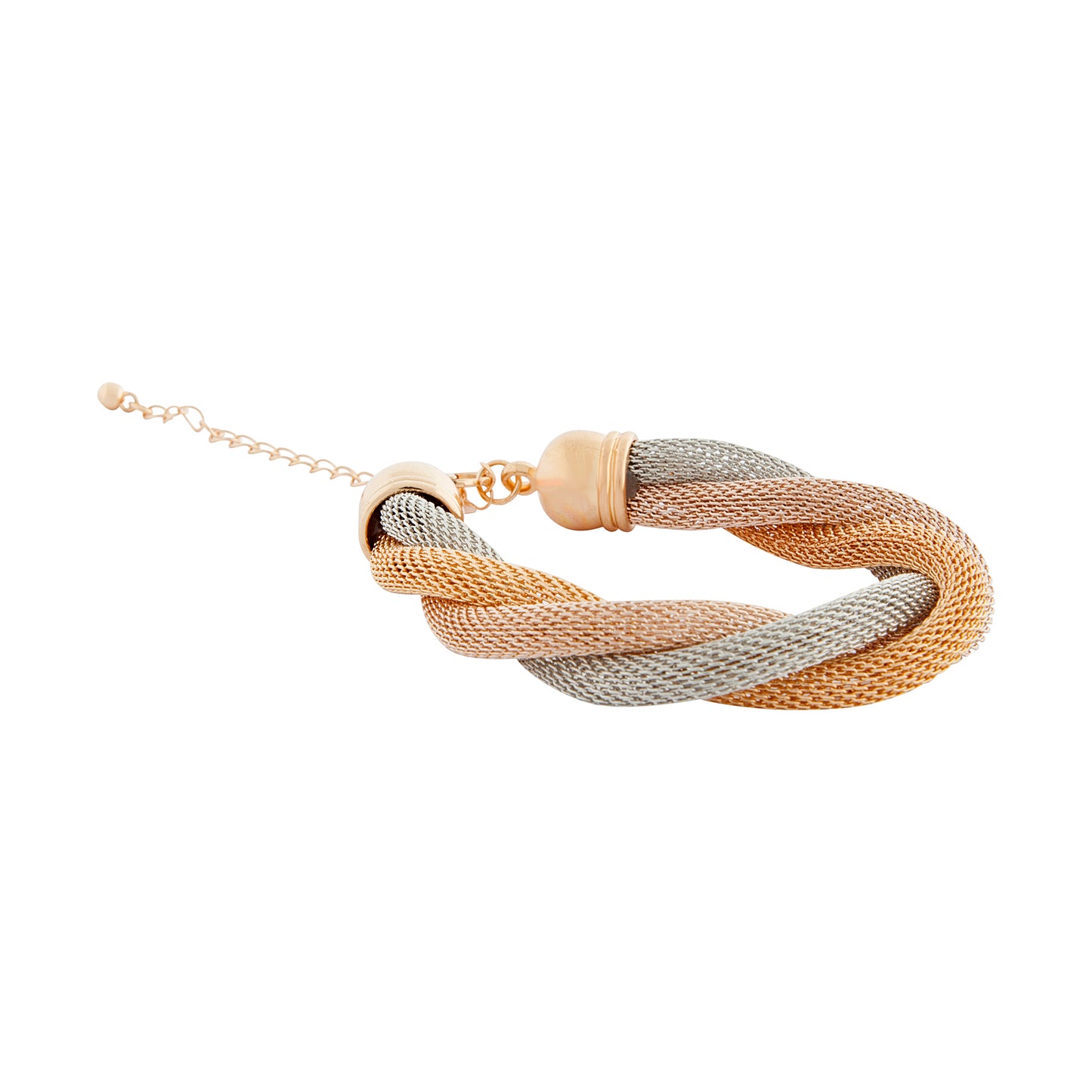 MIXED METALLICS THREE ROW MESH TWISH BRACELET