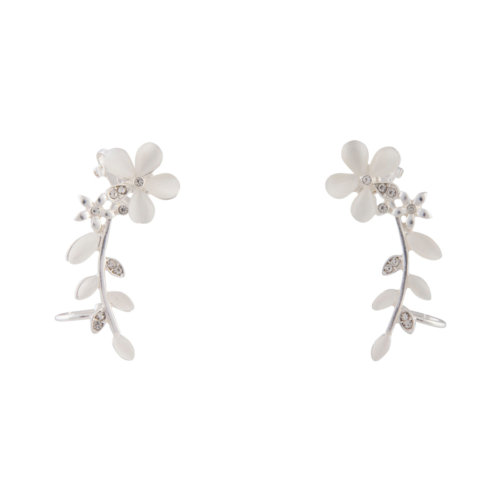 PEARLIZED JEWEL FLOWER AND VINE EAR CUFF 2PACK