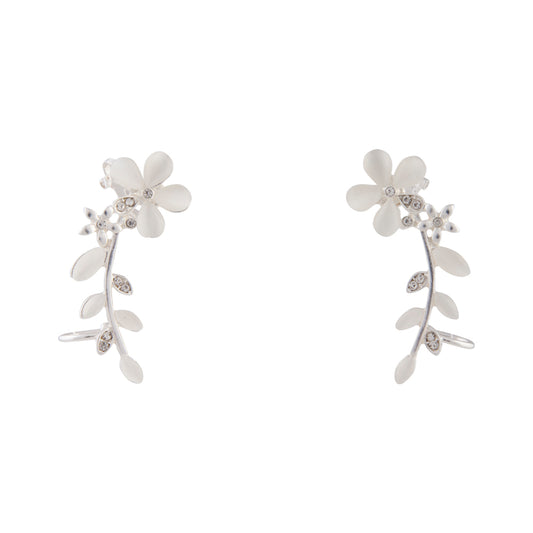 PEARLIZED JEWEL FLOWER AND VINE EAR CUFF 2PACK