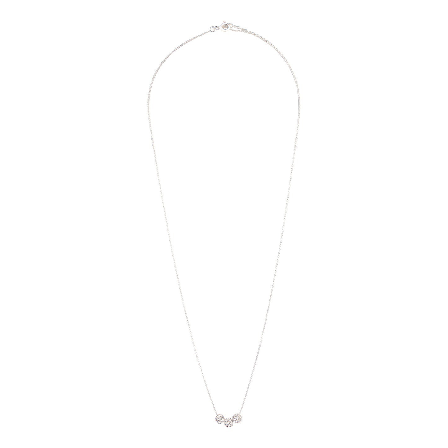 SILVER FIREBALL TRIO ON FINE STERLING SILVER SHORT NECKLACE