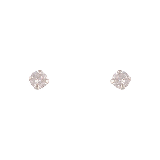 4 CLAW ROUND 4MM CUBIC ZIRCONIA STUD ON STERLING SILVER POST