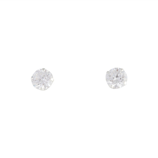 4 CLAW 6MM CUBIC ZIRCONIA STUD ON STERLING SILVER POST