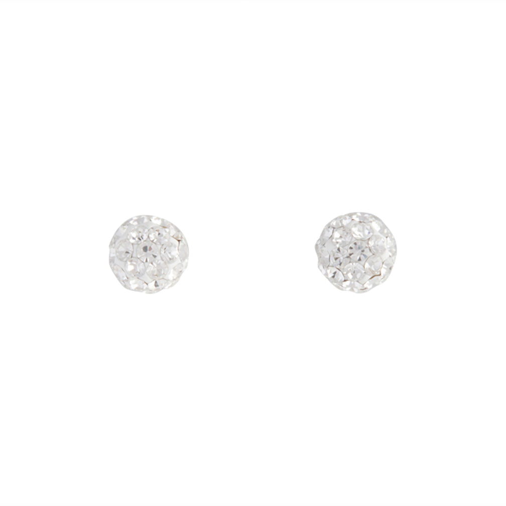 SMALL DIAMANTE FIREBALL STUD EARRING ON STERLING SILVER POSTS