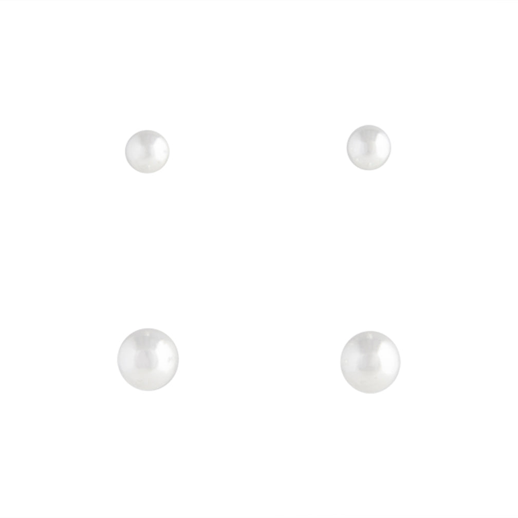 STERLING SILVER 4MM&6MM BALL STUD 2PK EARRING