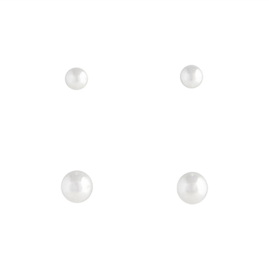 STERLING SILVER 4MM&6MM BALL STUD 2PK EARRING
