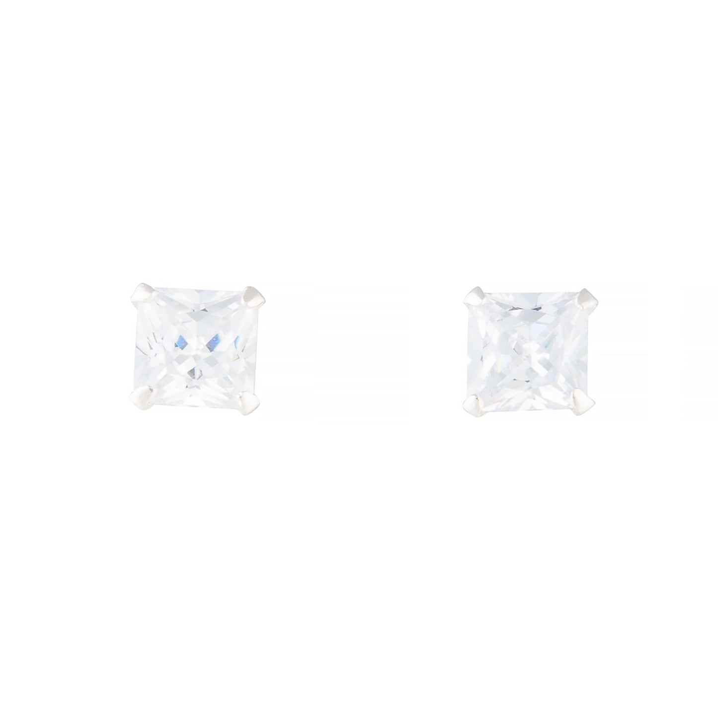 4CLAW SQUARE CUBIC ZIRCONIA STUD WITH STERLING SILVER POST
