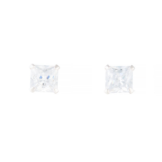 4CLAW SQUARE CUBIC ZIRCONIA STUD WITH STERLING SILVER POST
