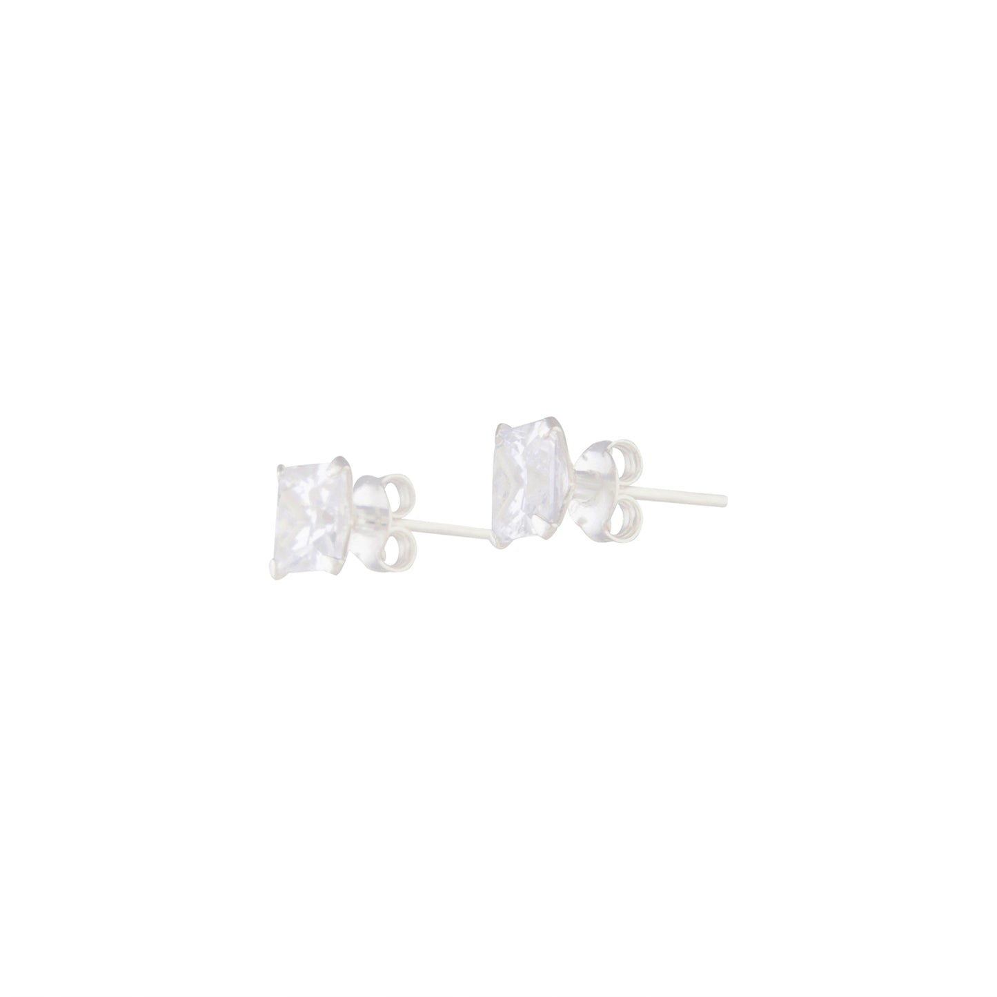 4CLAW SQUARE CUBIC ZIRCONIA STUD WITH STERLING SILVER POST