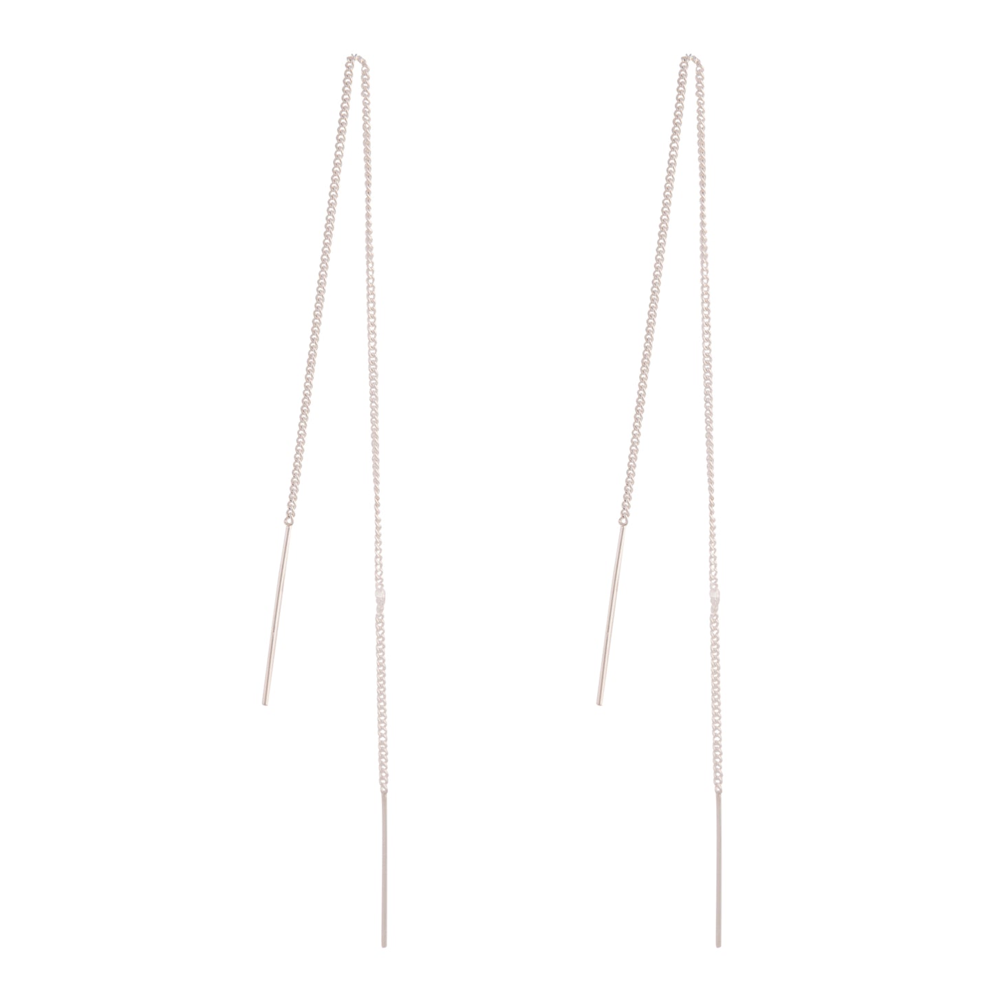 STERLING SILVER LONG CHAIN THREAD THROUGH EARRING