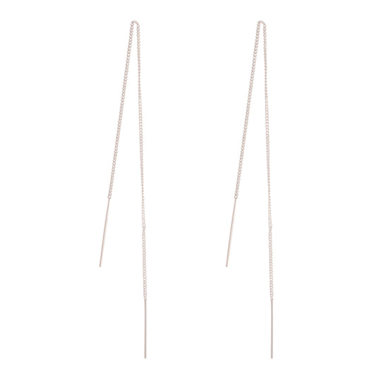 STERLING SILVER LONG CHAIN THREAD THROUGH EARRING