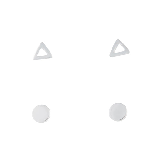 STERLING SILVER TRIANGLE AND CIRCLE 2 PACK STUD EARRINGS