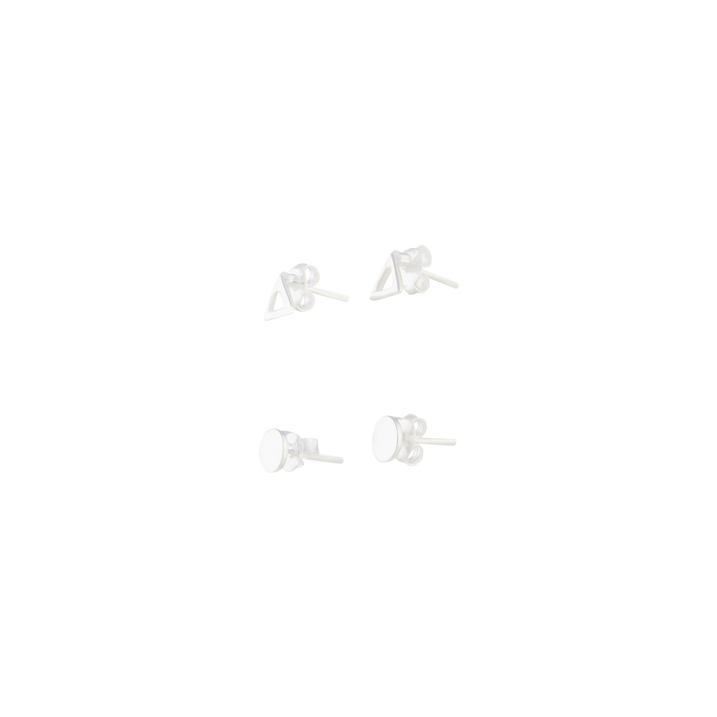 STERLING SILVER TRIANGLE AND CIRCLE 2 PACK STUD EARRINGS