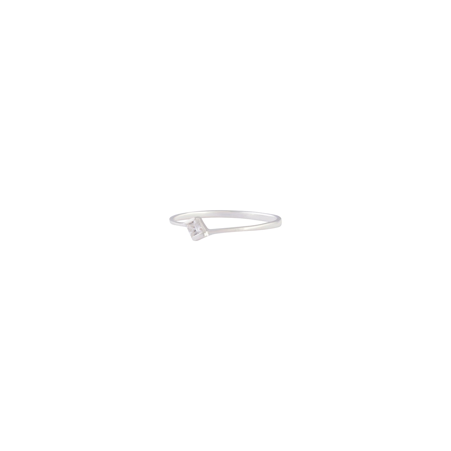 MINI CUBIC ZIRCONIA STONE ON FINE STERLING SILVER BAND