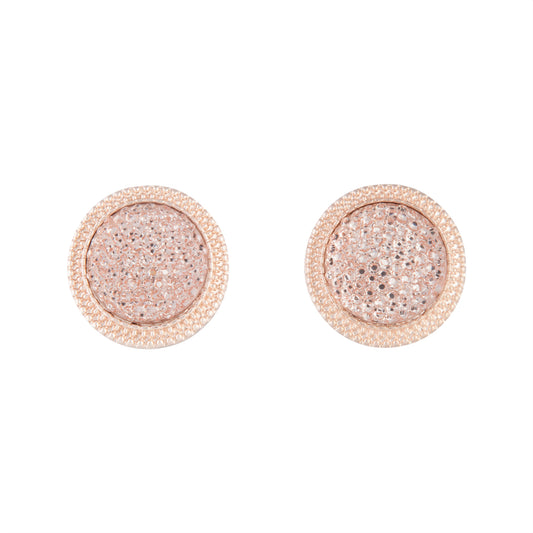 ROSE GOLD ROUND JEWEL STUD EARRING IN PEACH