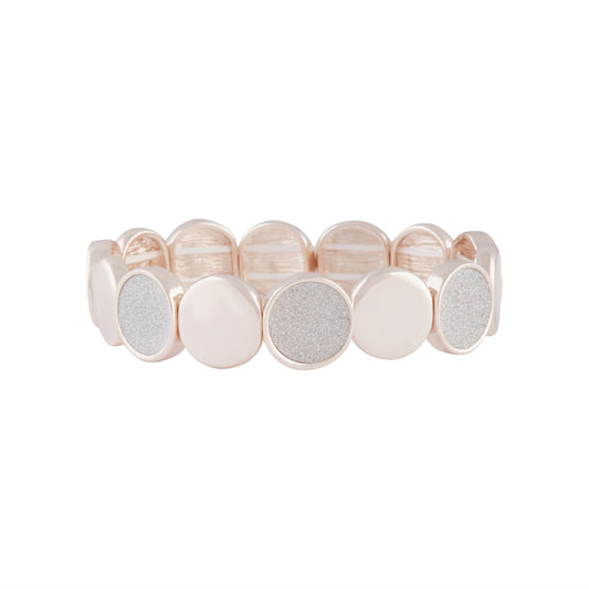 RGOLD STRETCH BANGLE WITH CONTRAST GLITTER PAPER OVAL MOTIF