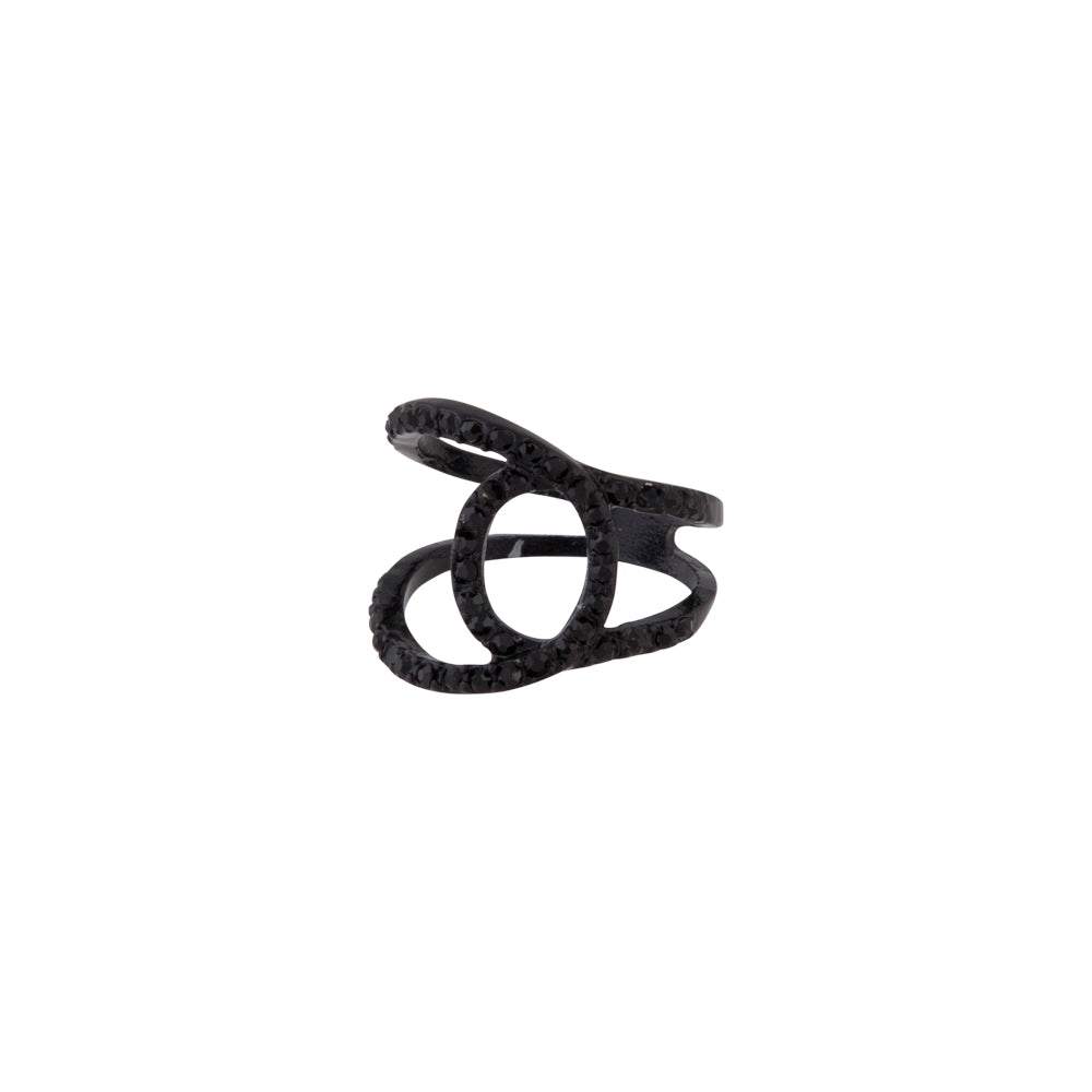 BLACK DIAMANTE CURVED RING