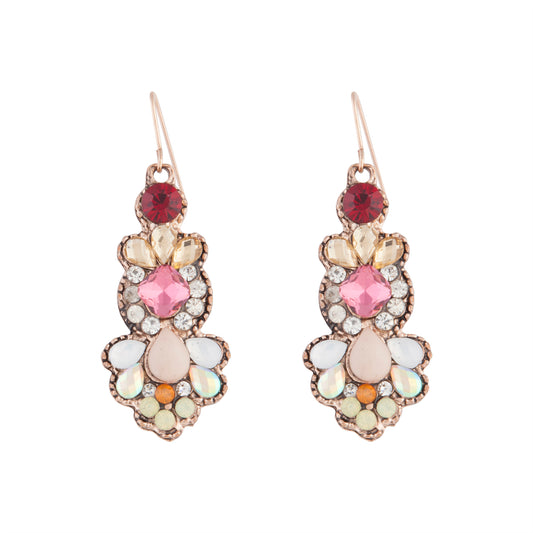 MIXED BEAD AND JEWEL DROP EARRING HANDCRAFTED IN INDIA