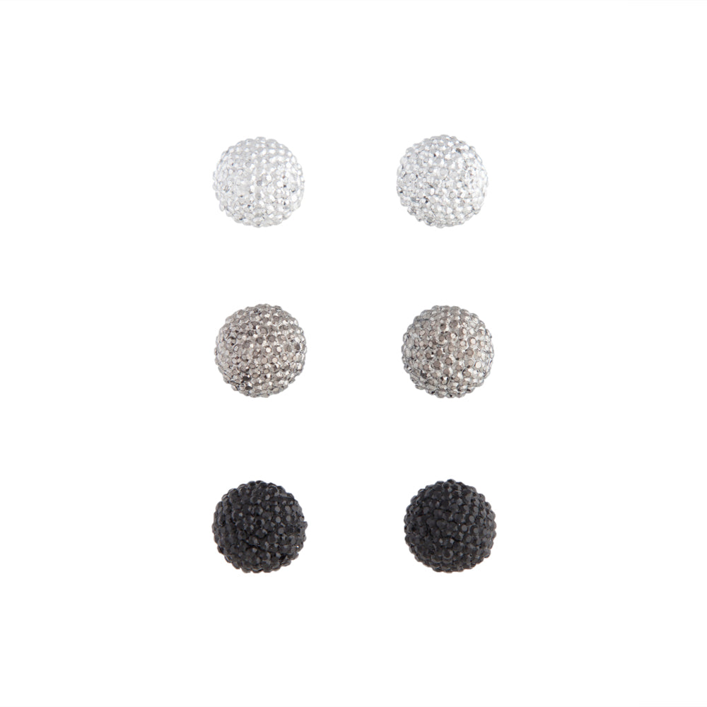 BLACK OMBRE FIREBACKK STUD EARRING 3PACK