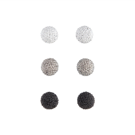 BLACK OMBRE FIREBACKK STUD EARRING 3PACK
