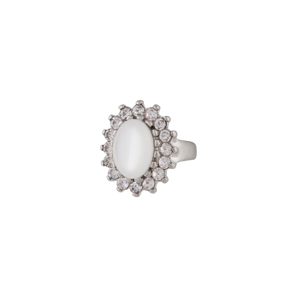 CLOUD STONE WITH DIAMANTE BURST STATEMENT RING