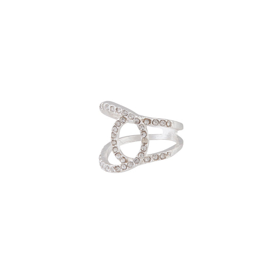 SILVER LOOPED DIAMANTE RING