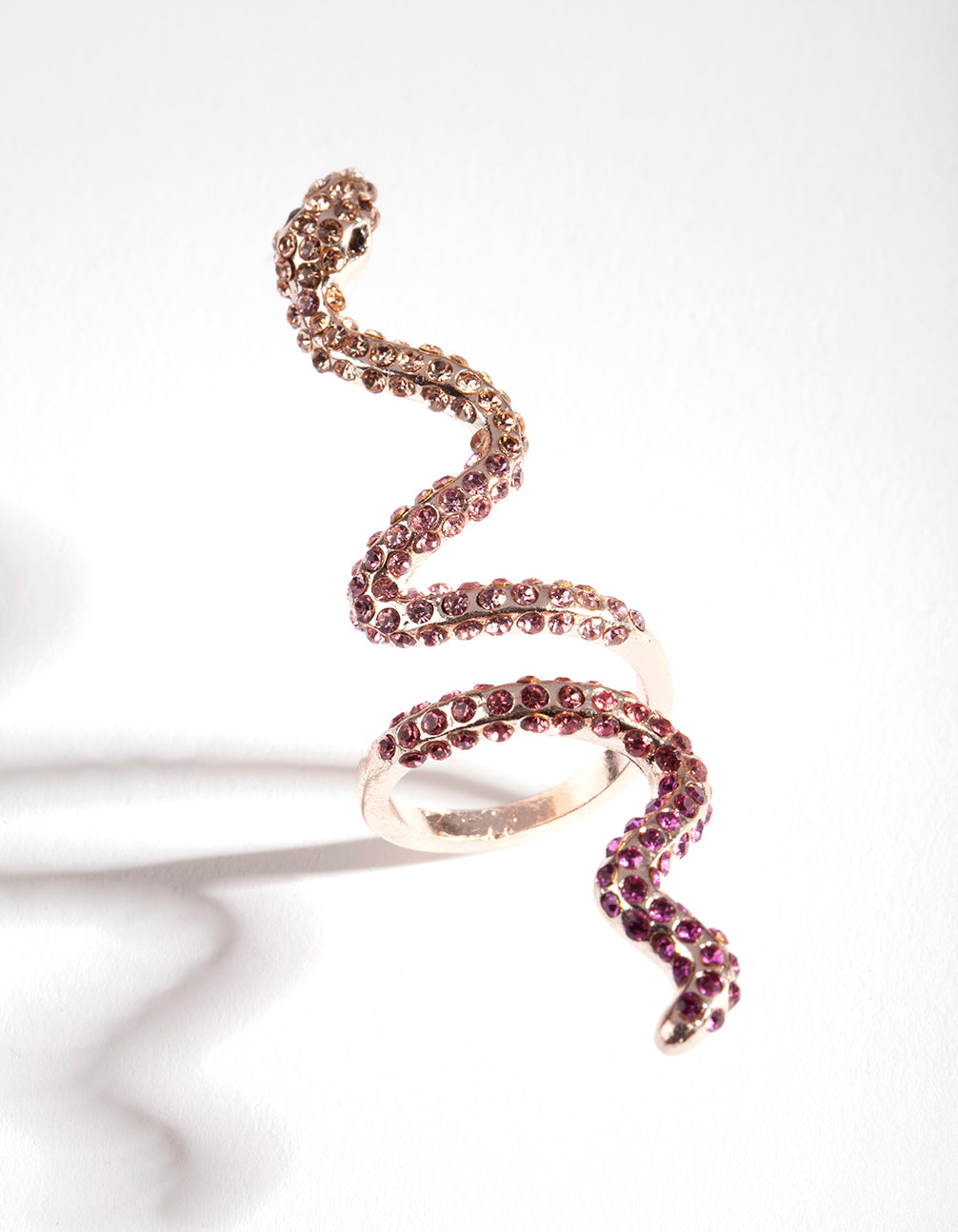 RTR PINK DIAMANTE EMBELLISHED SNAKE WRAP RING