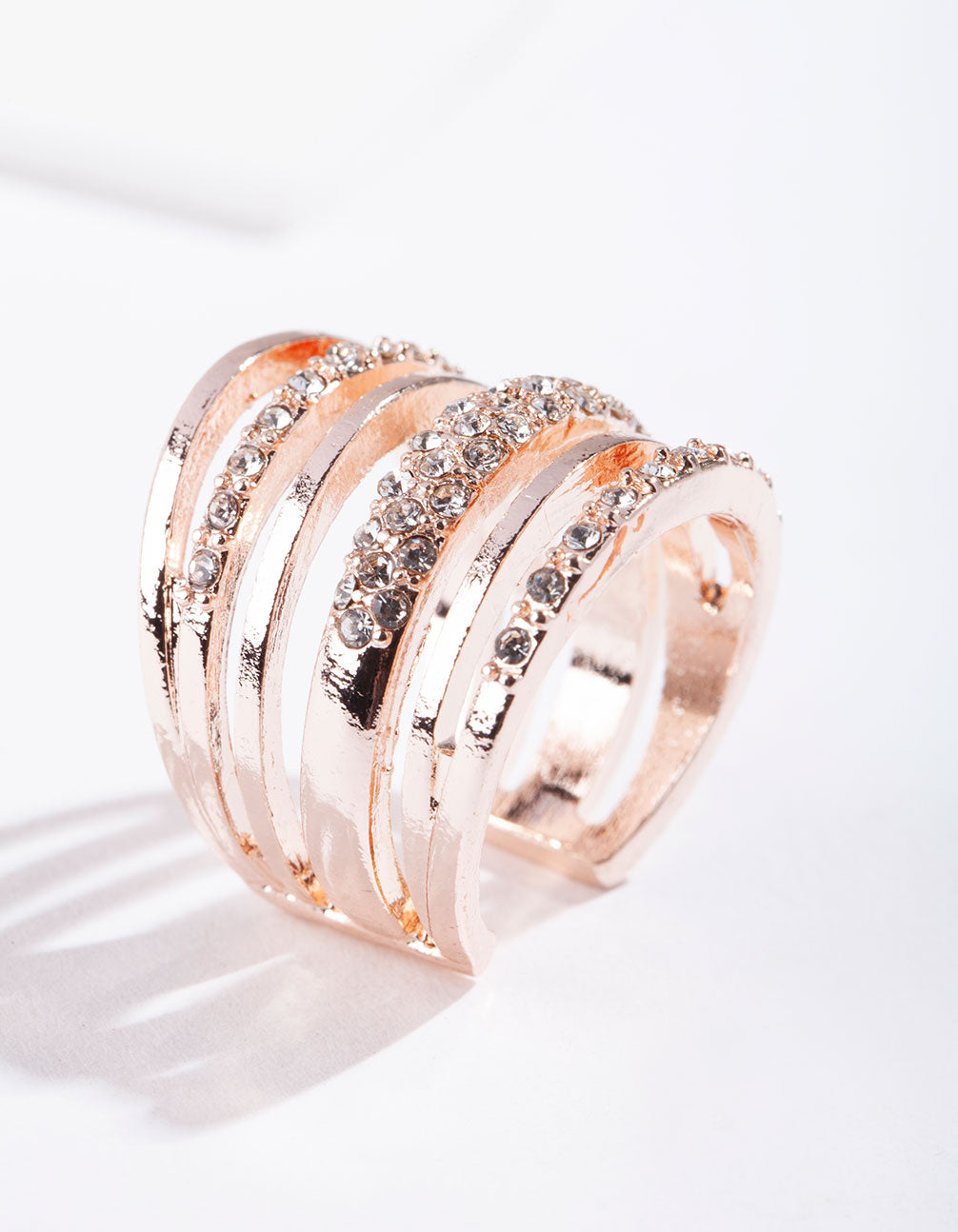 RTR ROSE GOLD SIX BAND DIAMANTE STATEMENT RING