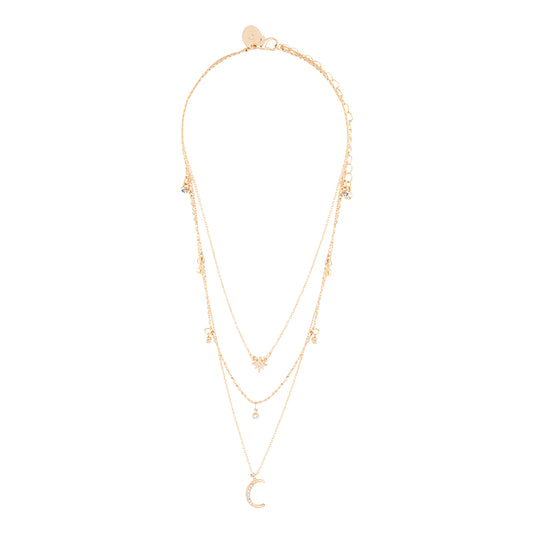 FINE GOLD CHAIN CELESTIAL LAYERED STATION NECKLACE