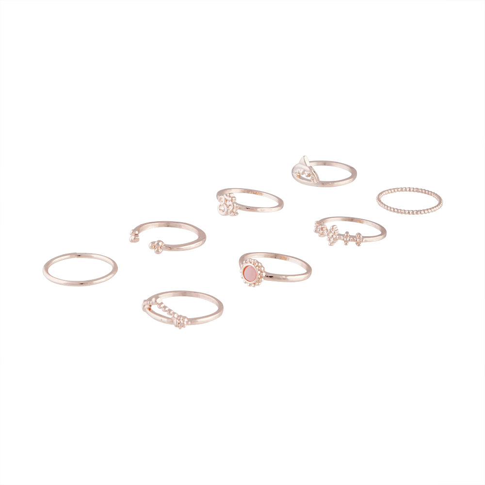 ROSE GOLD FINE TRIBAL EMBELLISHED RING PACK