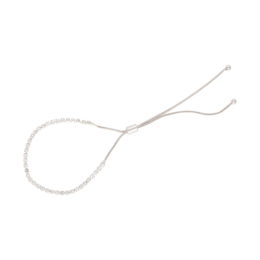 SINGLE STRAND SILVER DIAMANTE BRACELET WITH ADJUSTABLE TOGGL