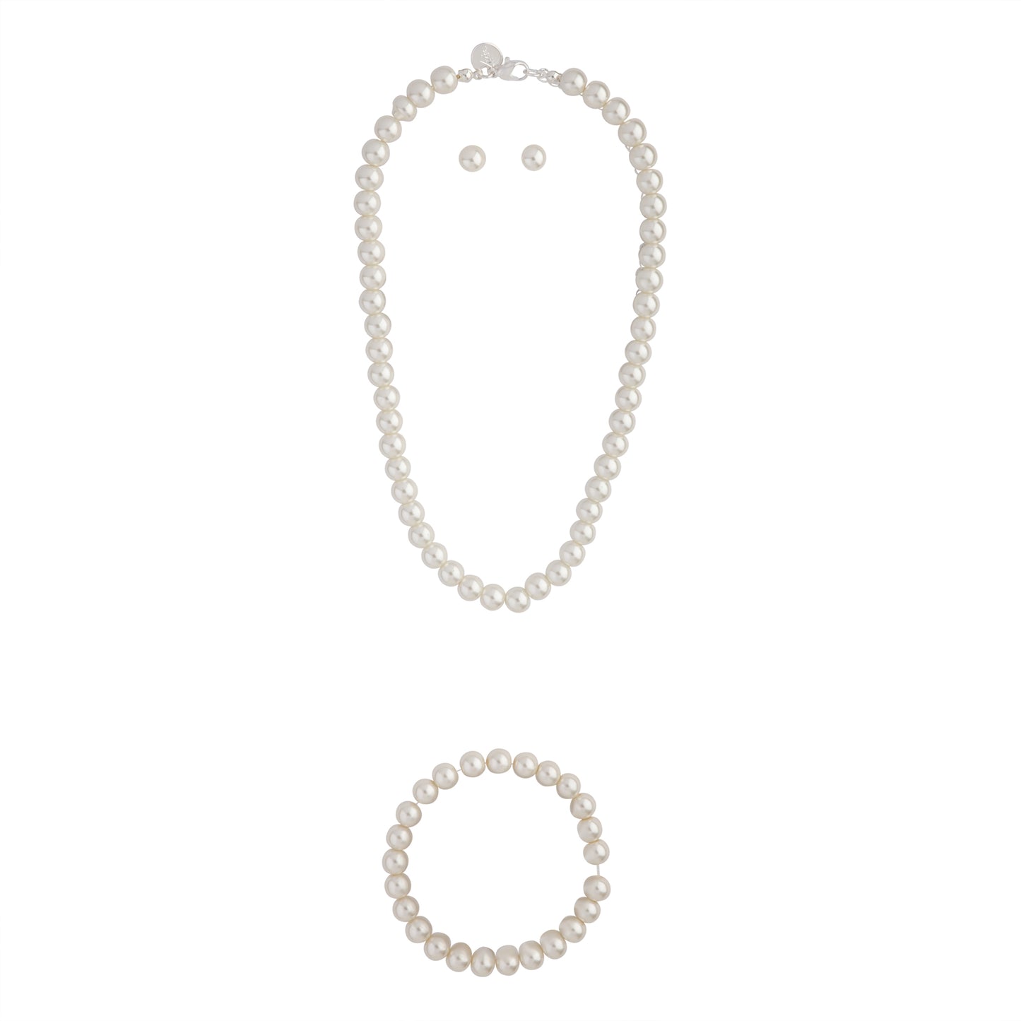 COMPLETE CLASSIC PEARL NECKLACE BRACELET AND EARRING SET