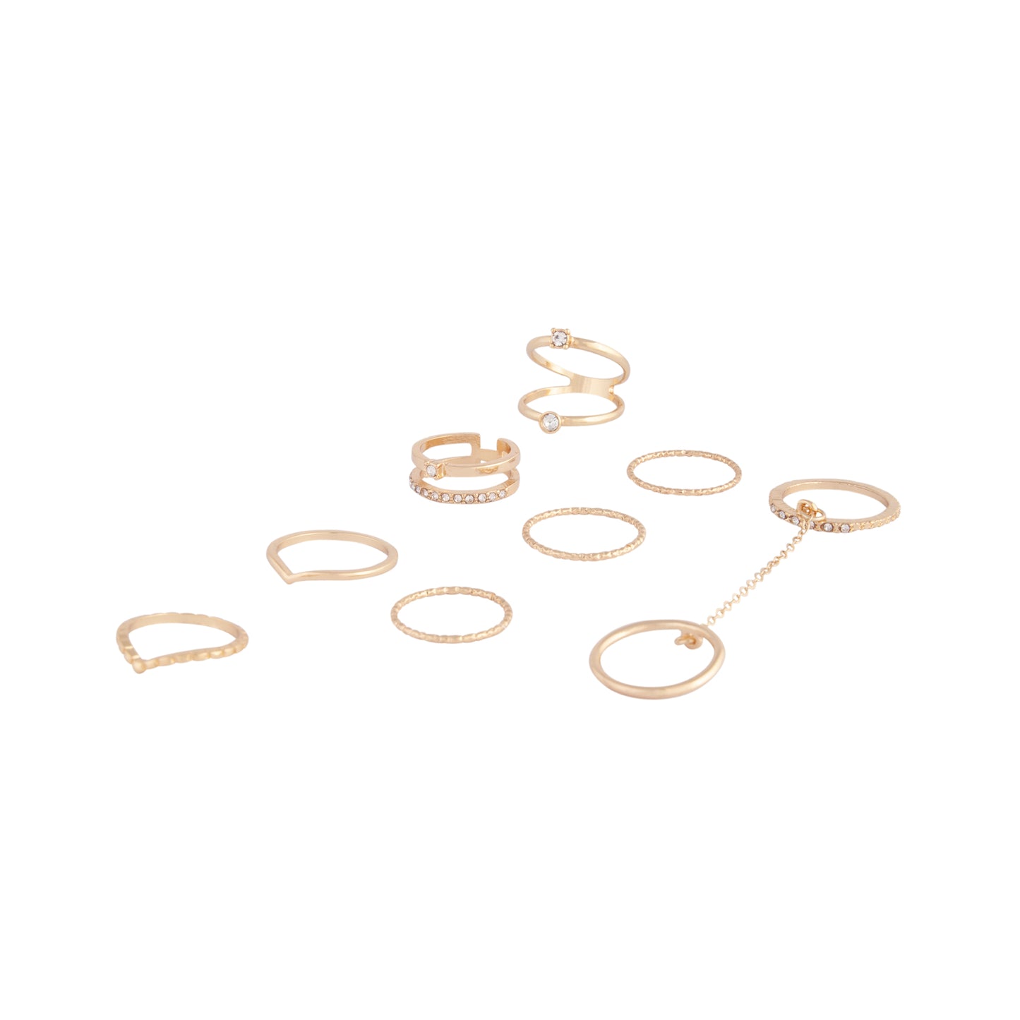 GOLD DIAMANTE CHAIN RING PACK