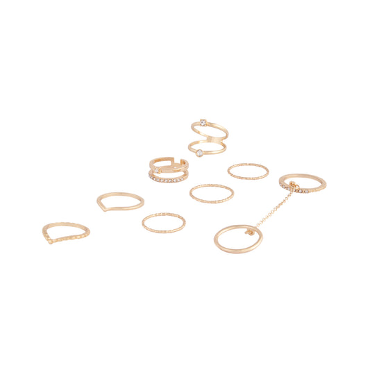 GOLD DIAMANTE CHAIN RING PACK